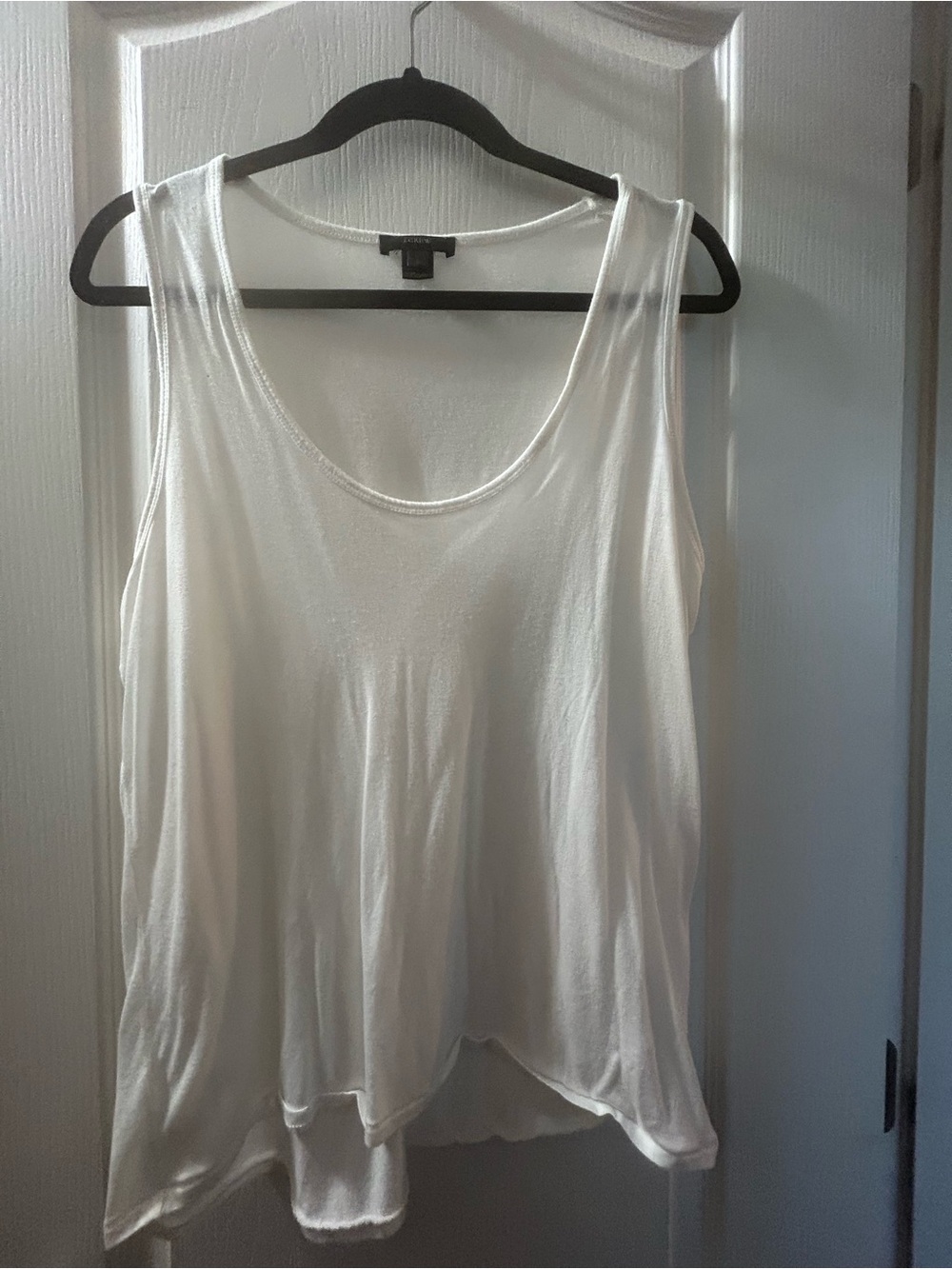 J. Crew White Scoop Neck Layered Hem Tank